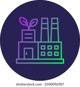 Green Factory Line Gradient Icon Design
