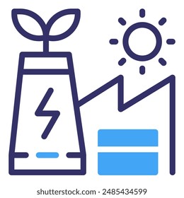 Green Factory Line Icon Symbol