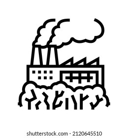 green factory line icon vector. green factory sign. isolated contour symbol black illustration