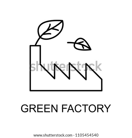 green factory outline icon. Element of enviroment protection icon with name for mobile concept and web apps. Thin line green factory icon can be used for web and mobile on white background