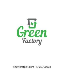 Green Factory Waste Management Vector Logo