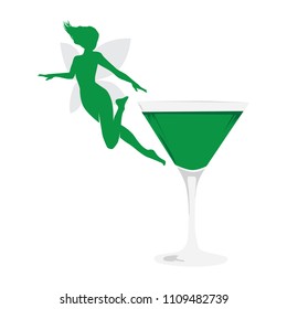 green fairy and cocktail, logo elements