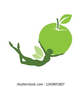 green fairy holding apple, logo icon