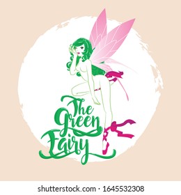 Green Fairy. Vector illustration in cartoon style.