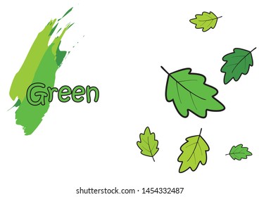 green fallen leaves with green artistic airbrush