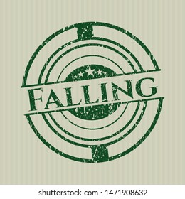 Green Falling distressed grunge style stamp