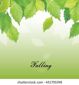 Green Falling Leaves. Illustration Background