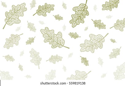 green falling oak leafs on white vector background