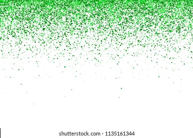 Green falling particles on white background. Vector