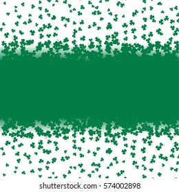 Green falling shamrocks leaf on white background. Card for Patricks day. Decorative banner vector illustration. 