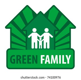 Green family sign, vector illustration