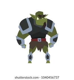 Green fantasy magical warrior creature character vector Illustration on a white background