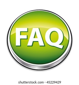 Green faq button. Vector illustration.