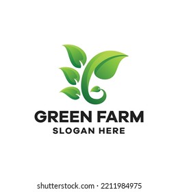 Green Farm Gradient Logo Natural Icon