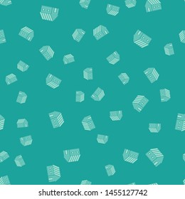 Green Farm house icon isolated seamless pattern on green background.  Vector Illustration