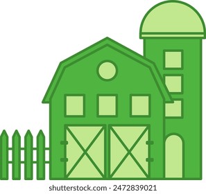 Green Farm Icon. Farm Building Vector Icon. Farm House. Organic Farming Concept