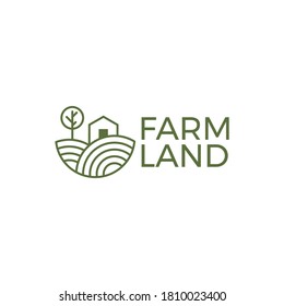 green farm land logo vector