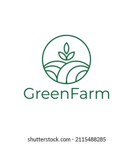 green farm in line style logo design