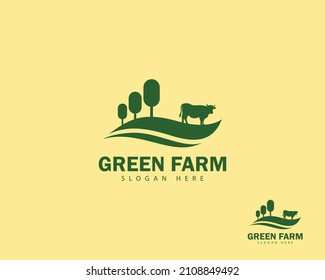 green farm logo creative agriculture landscape vector design