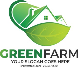 GREEN FARM LOGO DESIGN WITH LEAF 