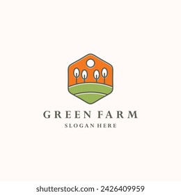 Green farm logo icon design template vector illustration