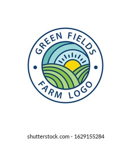 green farm logos Vector emblem