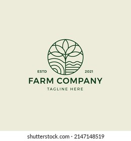 Green Farm Monoline Logo Template