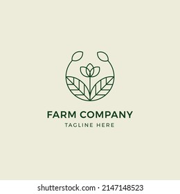 Green Farm Monoline Logo Template
