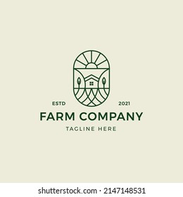 Green Farm Monoline Logo Template