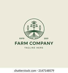 Green Farm Monoline Logo Template