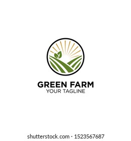 green of farm with summer logo design template