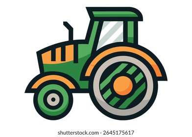 Green farm tractor with a red trailer and wheels, an agricultural machine