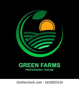 plantilla de diseño del logotipo del vector de granja verde.jardín verde