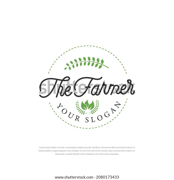 Green Farmer Logo Minimalist Agriculture Logo Stock Vector (Royalty ...