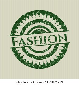 Green Fashion distressed rubber stamp with grunge texture