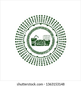 Green fast food icon inside grunge style stamp