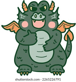 Green fat dragon doing thumb up 