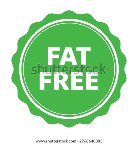 Green fat free label icon on white background, symbolizing healthy eating and low calorie diet