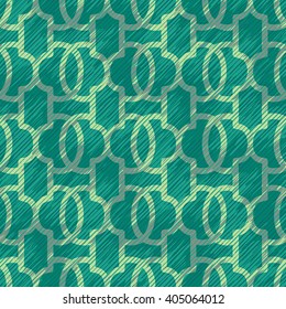 Green faux fabric pattern seamless vector background tile
