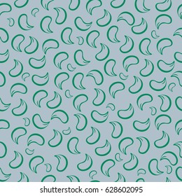 Green feather flies on a gray background. Seamless pattern.