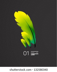 Green feather | nature and birds concept