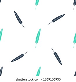 Icono de la pluma de pluma verde aislado sin fisuras en fondo blanco. Vector.
