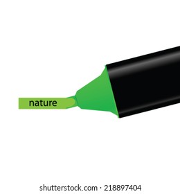 green felt pen with nature word illustration
