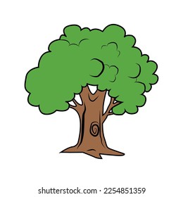 Green fertile big tree in a variety of forms on the White Background. Trees for decorating gardens and home designs. vector illustration and icon