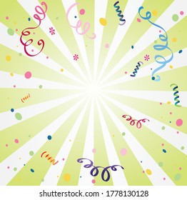 Green festive background with confetti