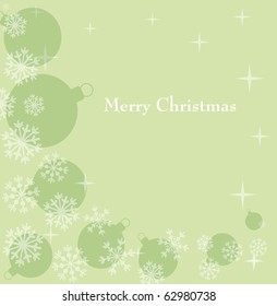 green festive background with snowflake and ball