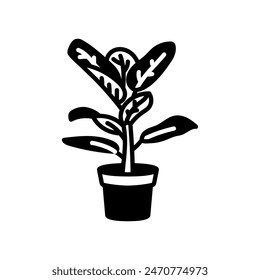 Icono Aislado De Ficus Verde, Ilustración vectorial