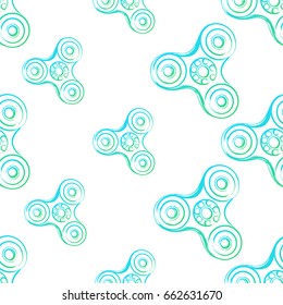 green fidget spinner. Vector hand drawn fashion illustration on white background in watercolor style