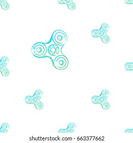 green fidget spinner. Vector hand drawn fashion illustration on white background in watercolor style