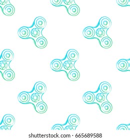 green fidget spinner. Vector hand drawn fashion illustration on white background in watercolor style